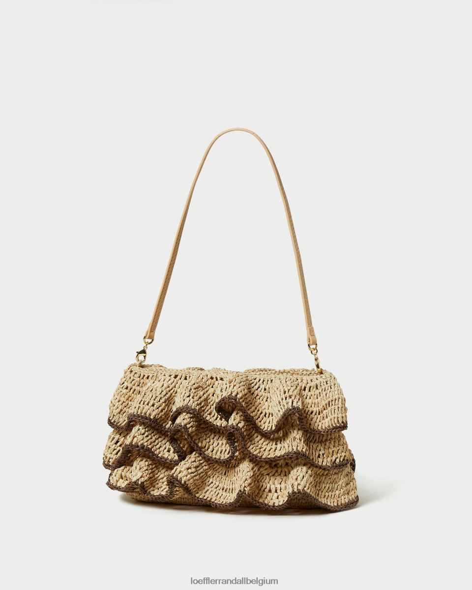 Sacs Loeffler Randall pochette à volants odette naturel/marron femmes 04V42L374