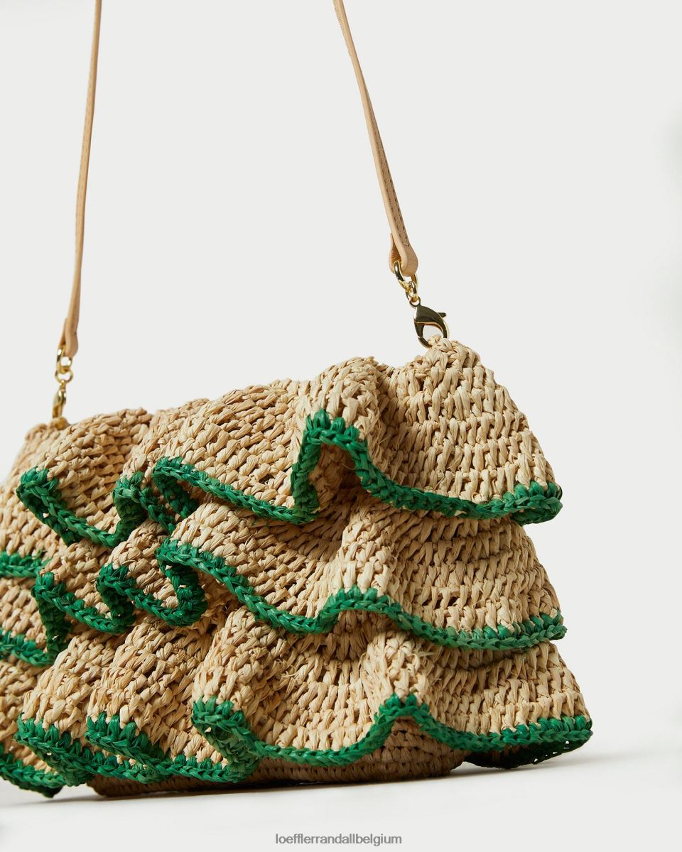 Sacs Loeffler Randall pochette à volants odette naturel/vert femmes 04V42L373