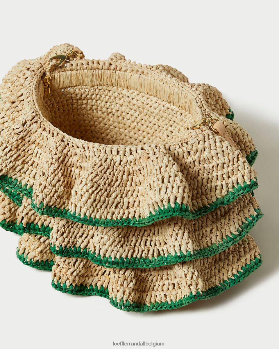 Sacs Loeffler Randall pochette à volants odette naturel/vert femmes 04V42L373
