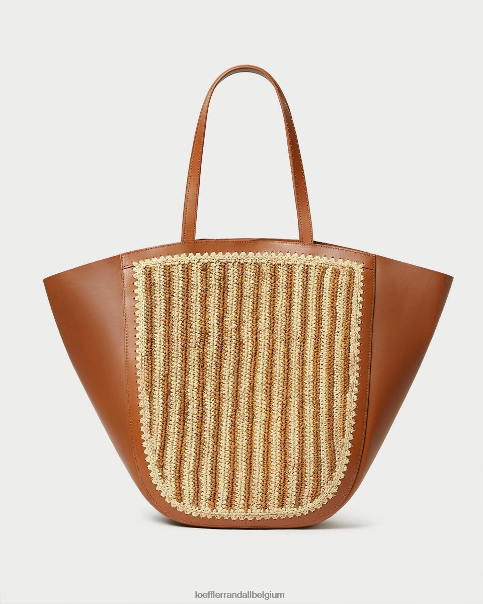 Sacs Loeffler Randall cabas ailé Katia naturel/marron/cognac femmes 04V42L321