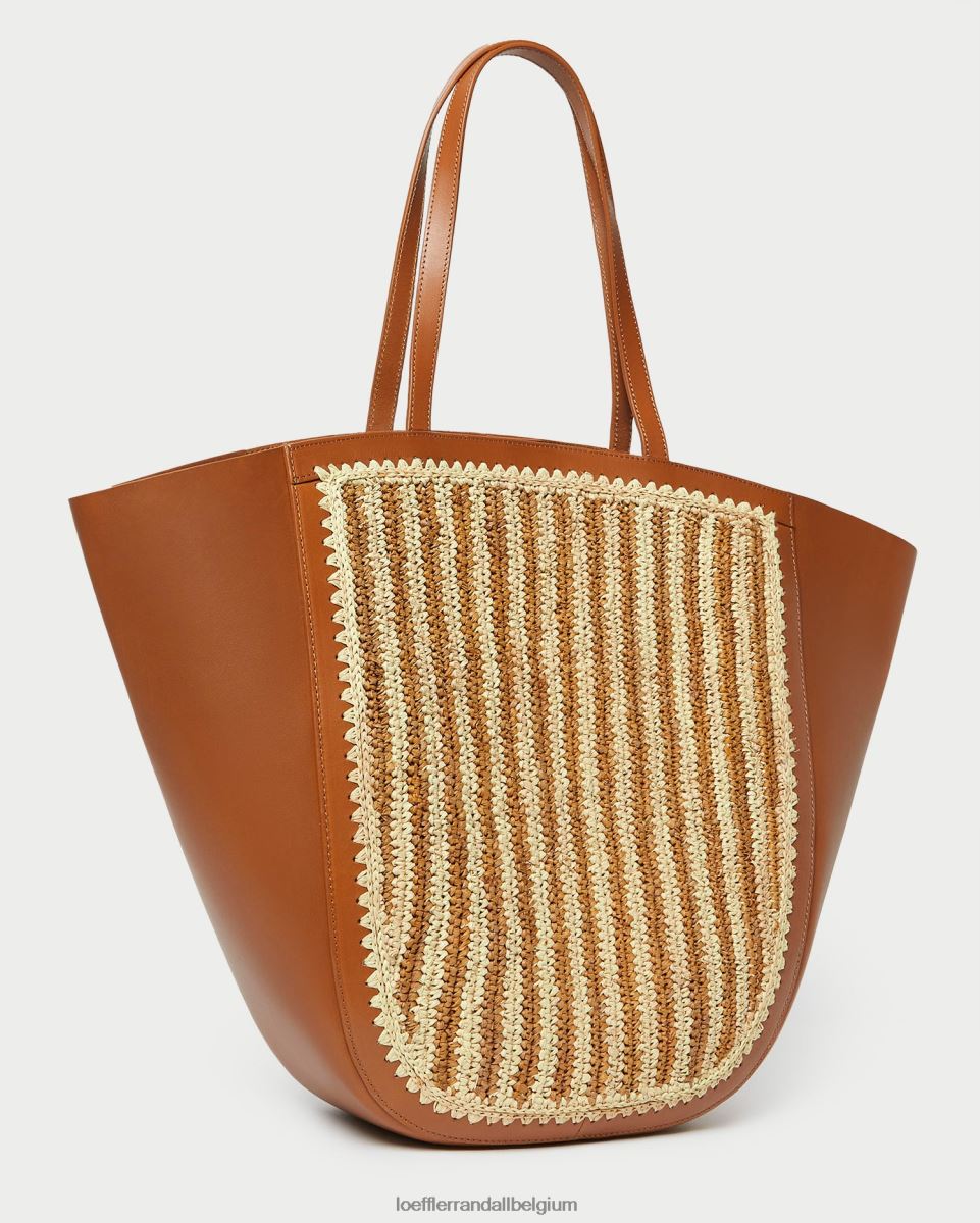 Sacs Loeffler Randall cabas ailé Katia naturel/marron/cognac femmes 04V42L321