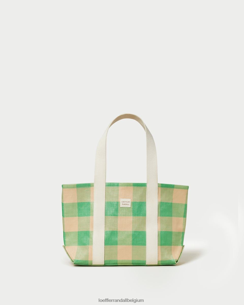 Sacs Loeffler Randall cabas moyen bennett vichy vert/caramel au beurre femmes 04V42L314