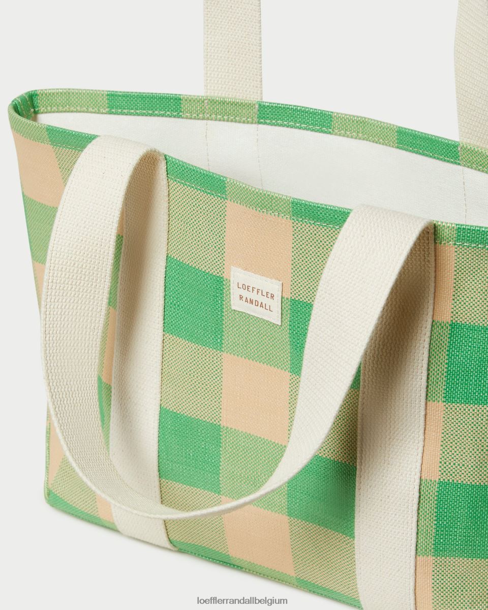 Sacs Loeffler Randall cabas moyen bennett vichy vert/caramel au beurre femmes 04V42L314