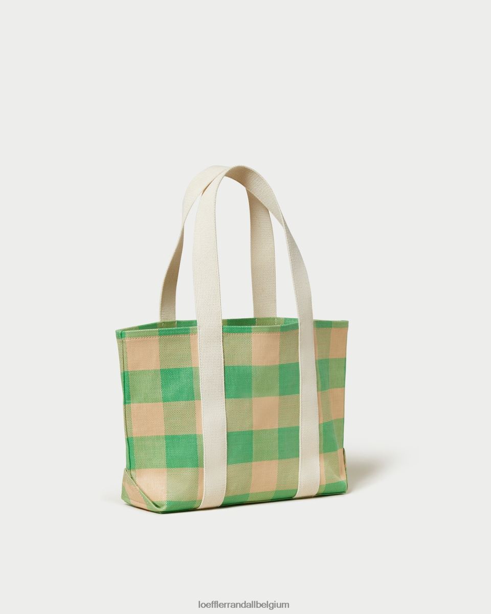Sacs Loeffler Randall cabas moyen bennett vichy vert/caramel au beurre femmes 04V42L314