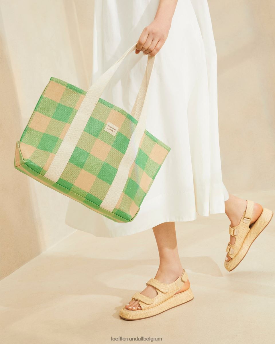 Sacs Loeffler Randall cabas moyen bennett vichy vert/caramel au beurre femmes 04V42L314