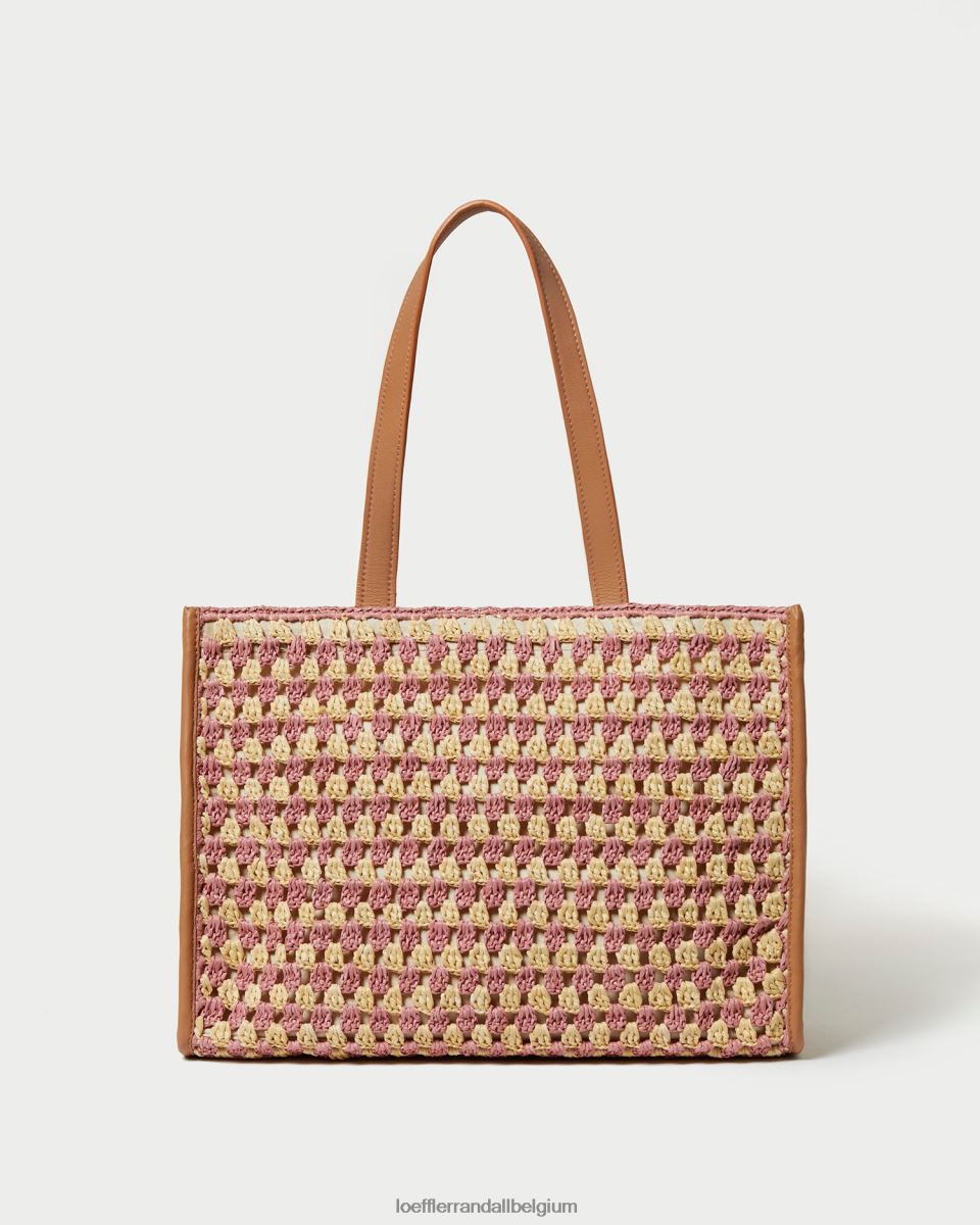Sacs Loeffler Randall cabas pia au crochet naturel/rose/miel femmes 04V42L315