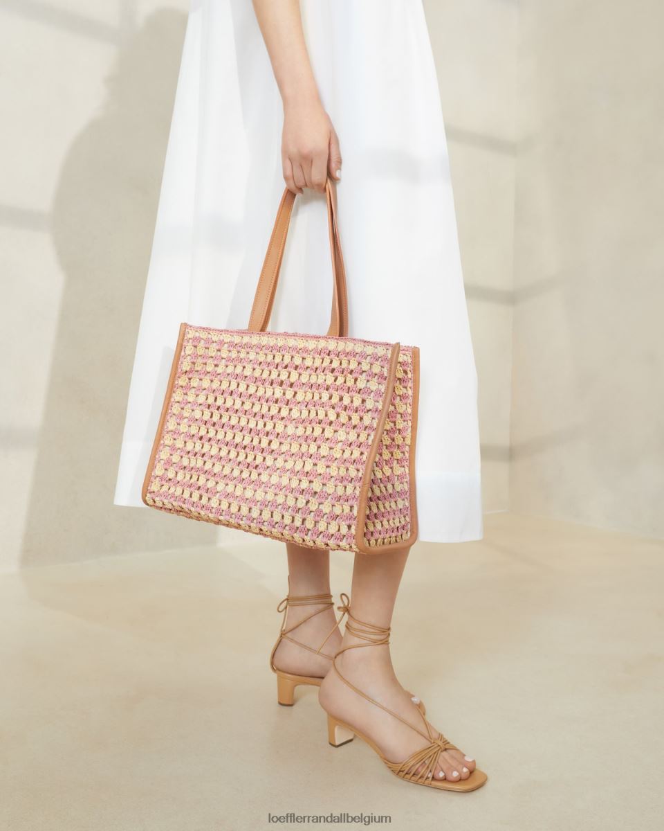 Sacs Loeffler Randall cabas pia au crochet naturel/rose/miel femmes 04V42L315
