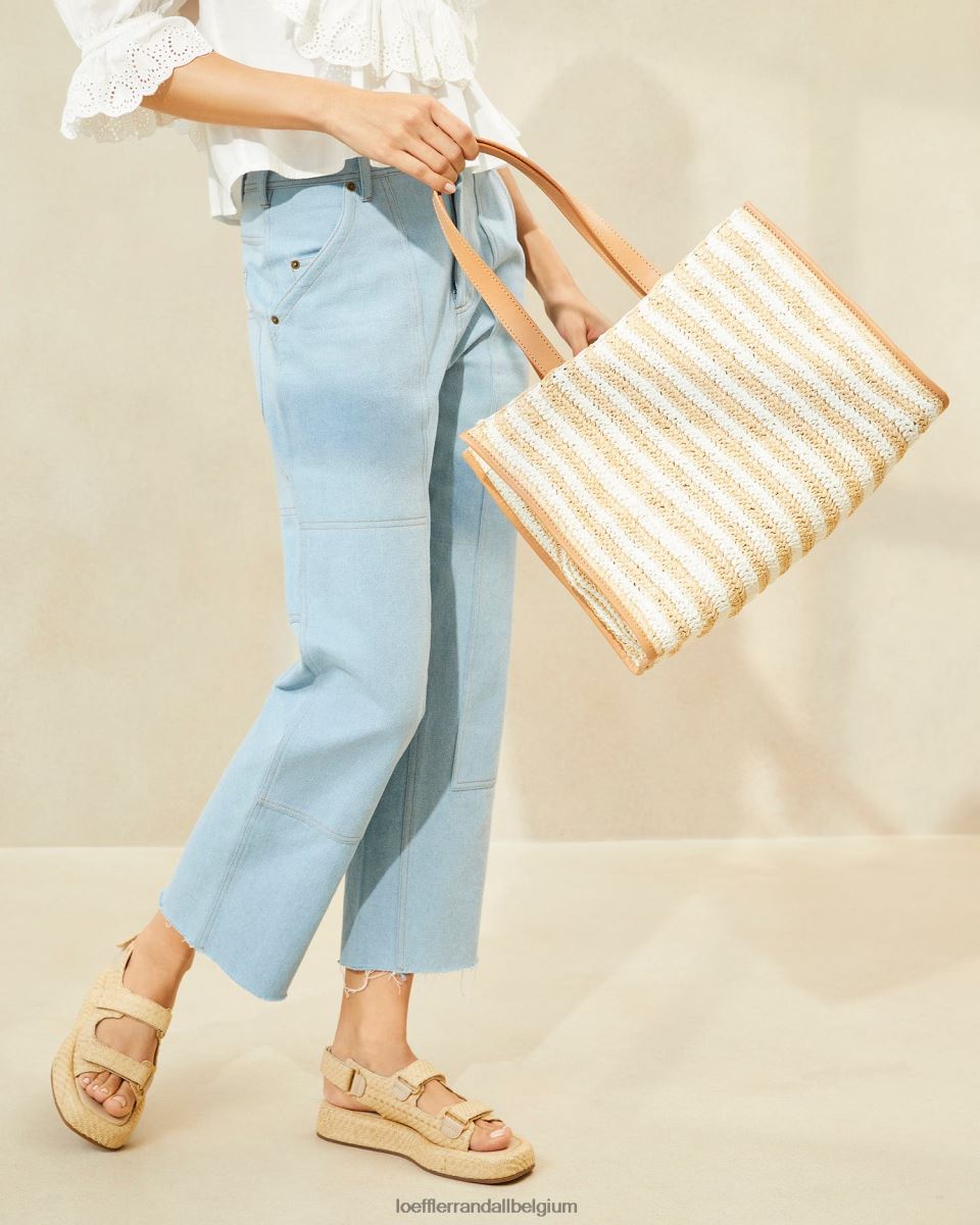 Sacs Loeffler Randall sac fourre-tout naturel au crochet pia blanc/rayure naturelle femmes 04V42L323