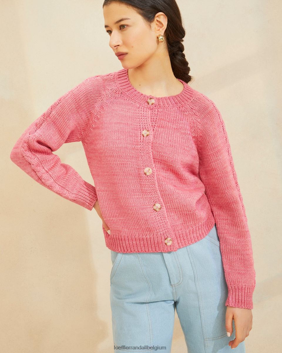 vêtements Loeffler Randall cardigan à manches torsadées Lindy rose femmes 04V42L255