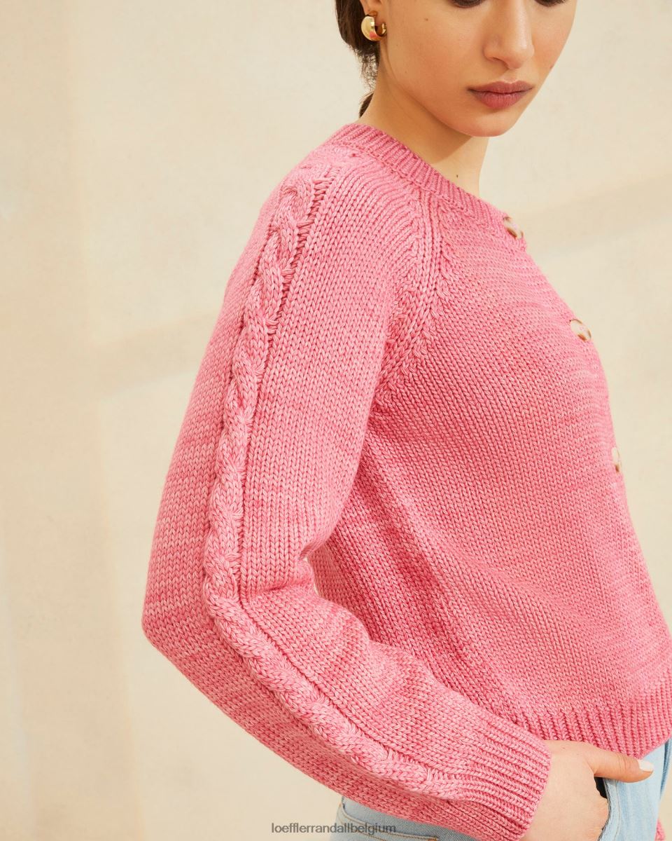 vêtements Loeffler Randall cardigan à manches torsadées Lindy rose femmes 04V42L255