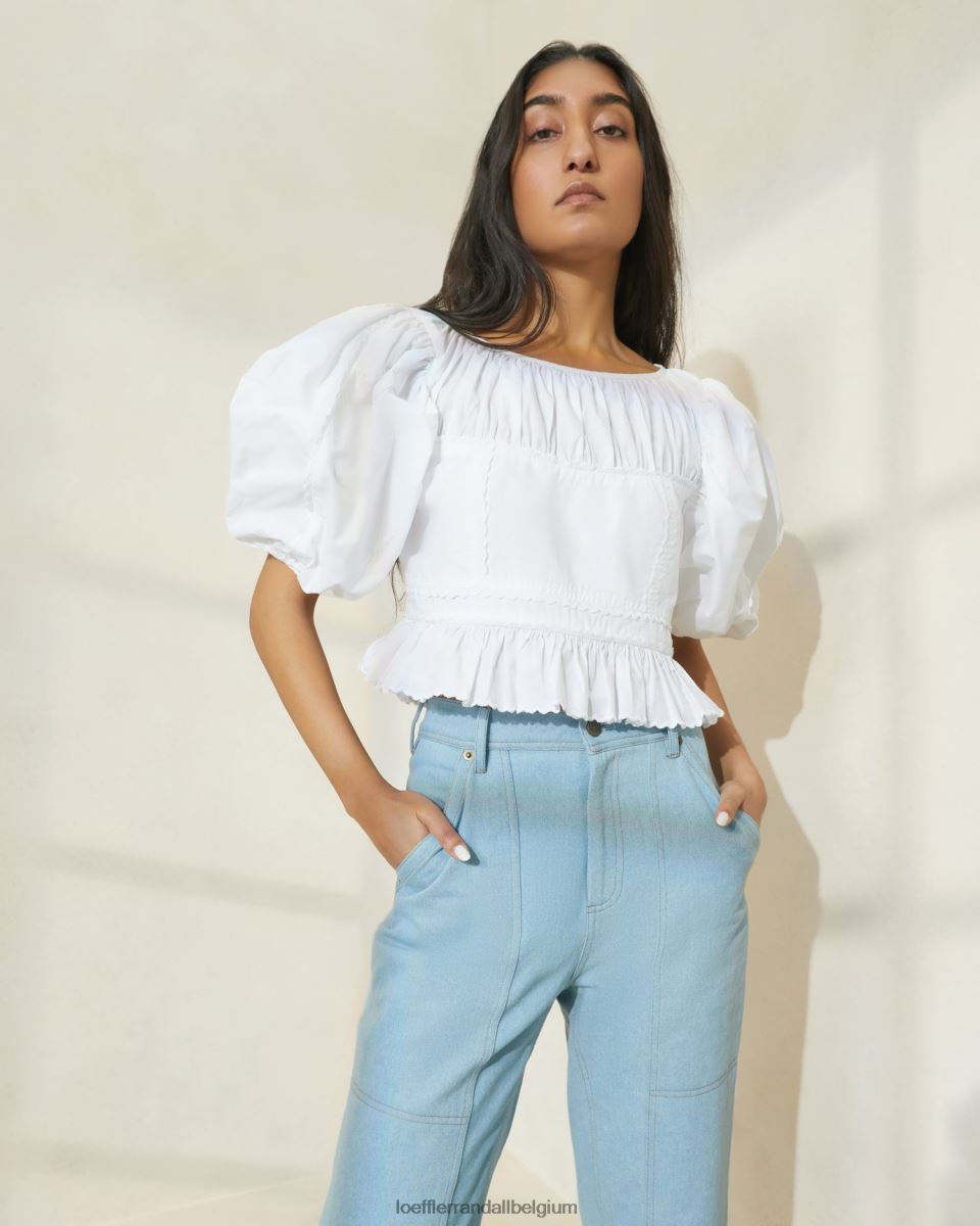 vêtements Loeffler Randall anna - haut à basque et manches bouffantes blanc femmes 04V42L201