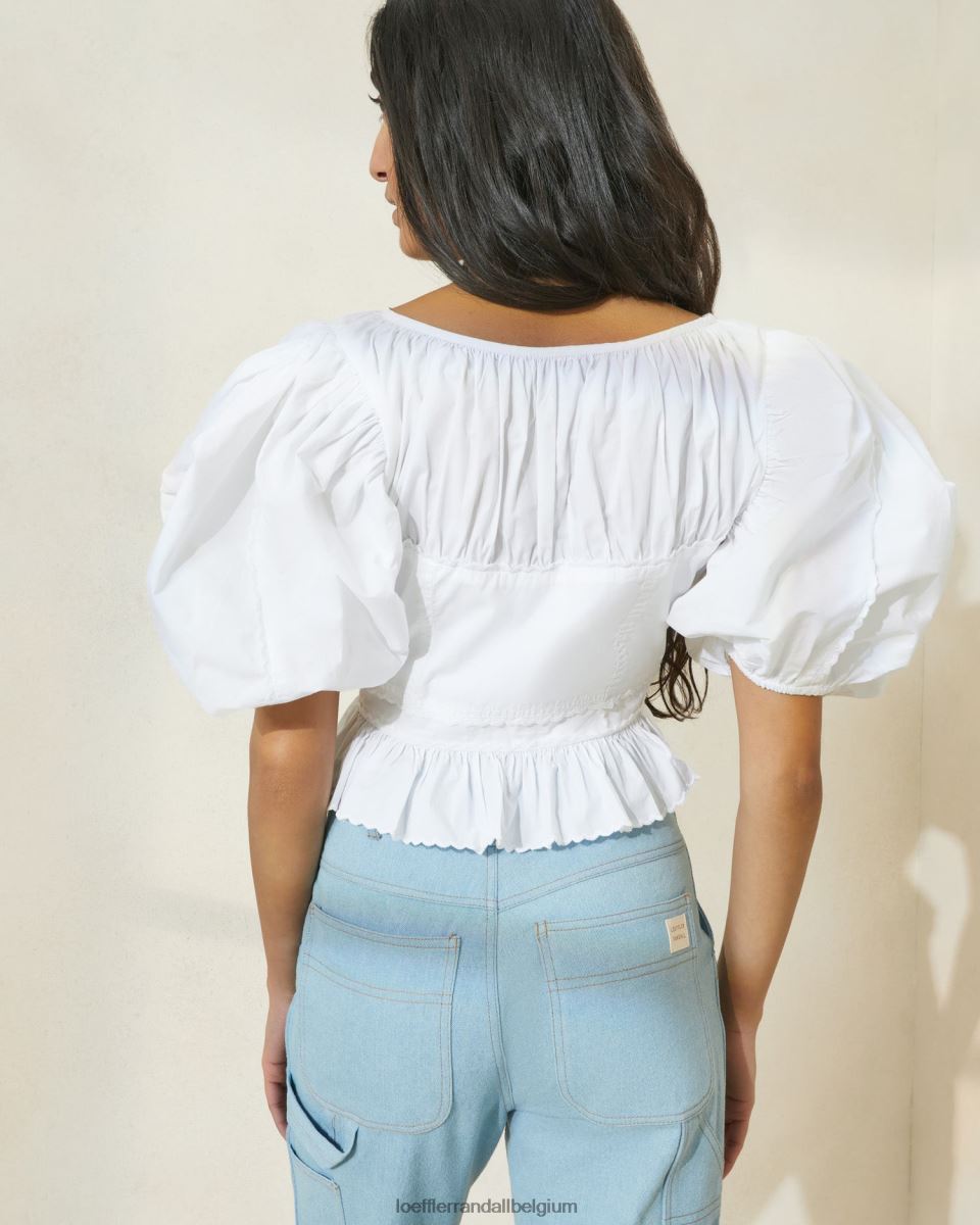 vêtements Loeffler Randall anna - haut à basque et manches bouffantes blanc femmes 04V42L201
