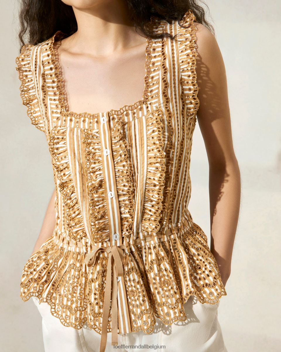 vêtements Loeffler Randall arden d - blouse festonnée bande marron femmes 04V42L214