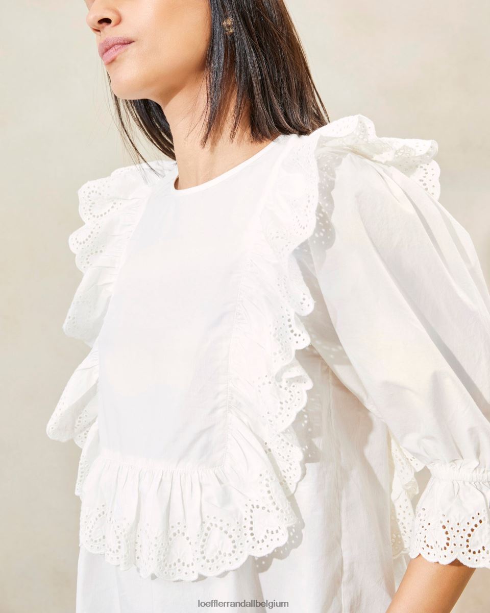 vêtements Loeffler Randall blouse cosima brodée de cœurs blanc femmes 04V42L212