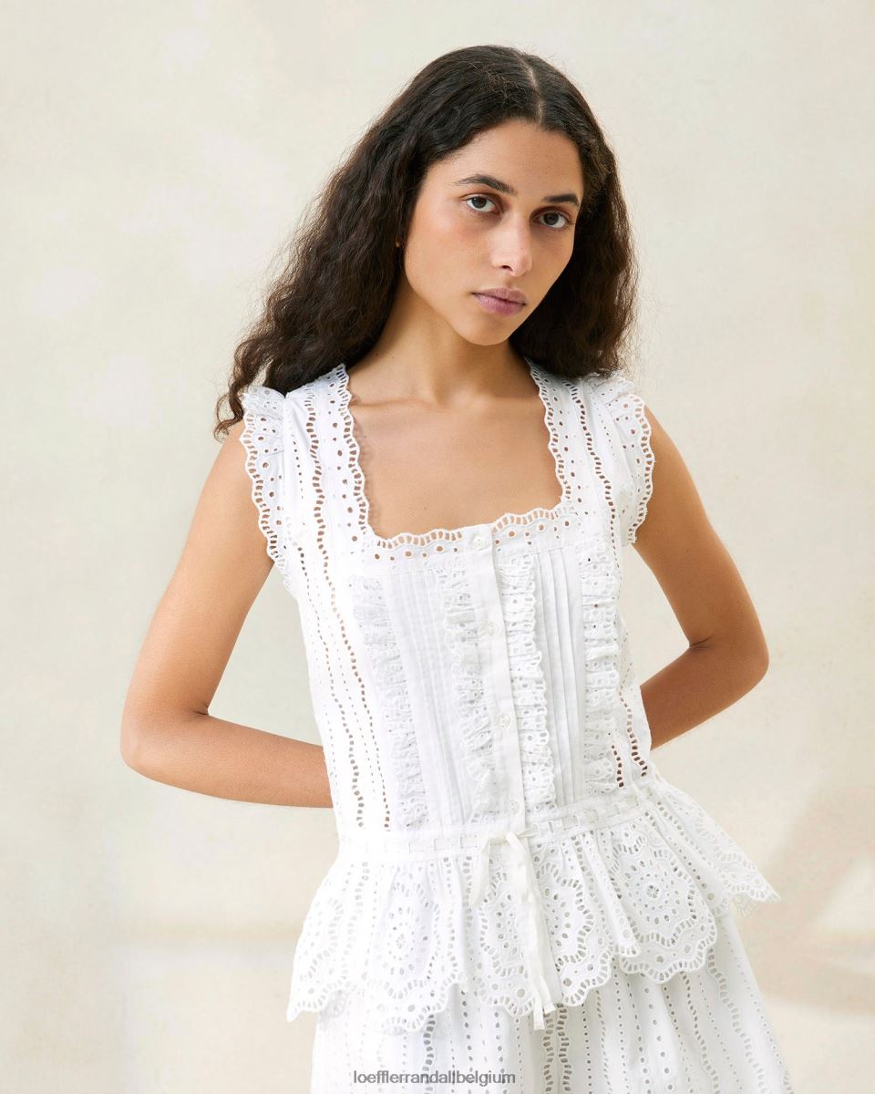 vêtements Loeffler Randall blouse festonnée arden blanc femmes 04V42L208