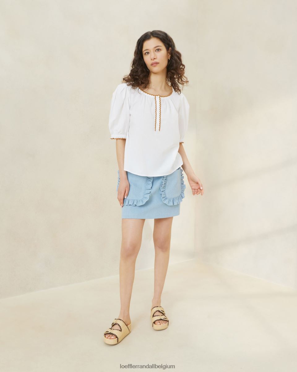 vêtements Loeffler Randall blouse festonnée britton blanc/cigare femmes 04V42L203