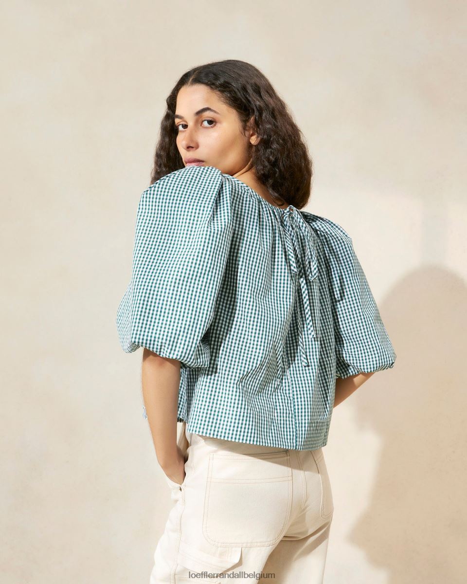 vêtements Loeffler Randall chemisier de tente eliza mini vichy vert femmes 04V42L207