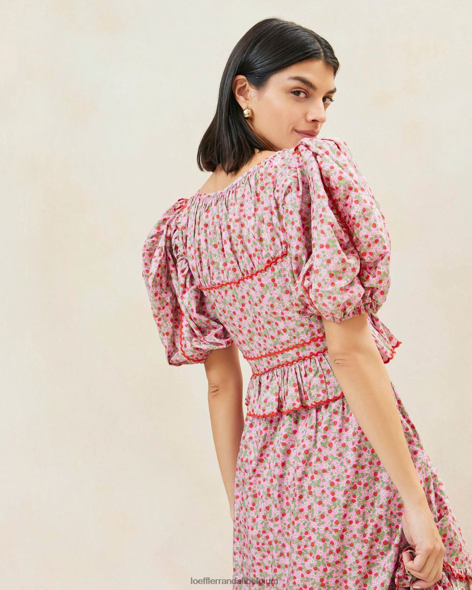 vêtements Loeffler Randall haut à basque à manches bouffantes anna fraise imprimé fraise femmes 04V42L205