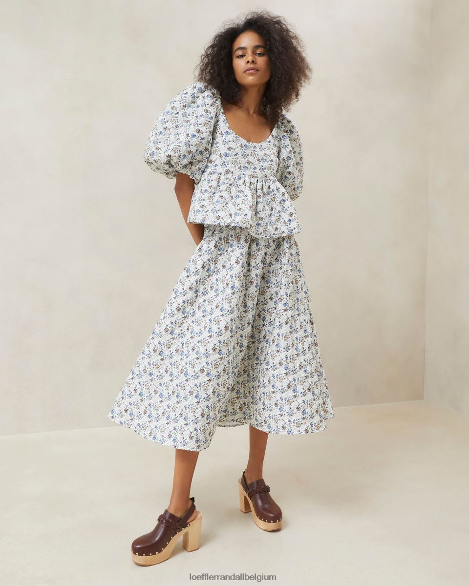 vêtements Loeffler Randall haut matelassé jessalyn crème/fleuri femmes 04V42L248
