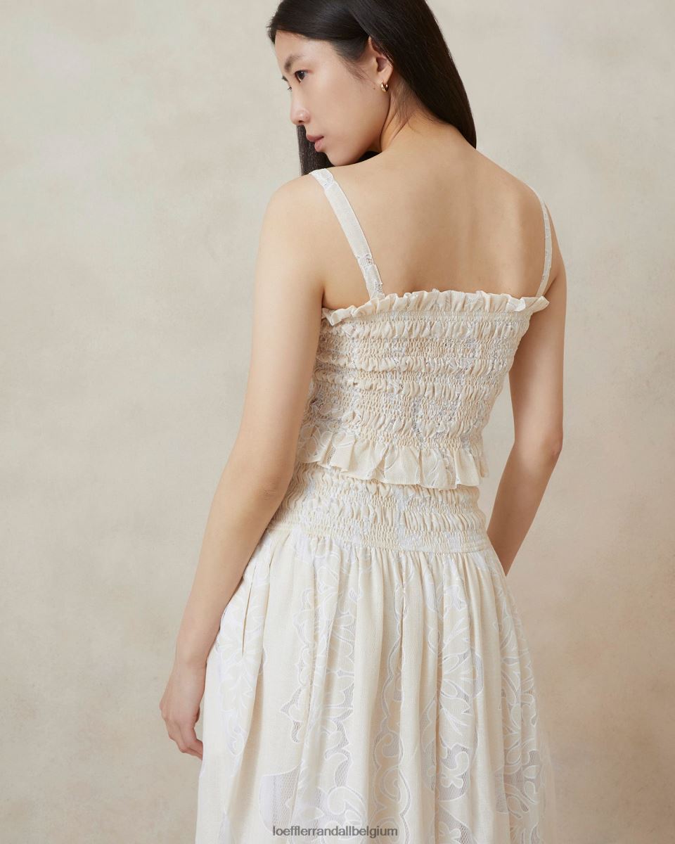 vêtements Loeffler Randall haut smocké anita écru femmes 04V42L251