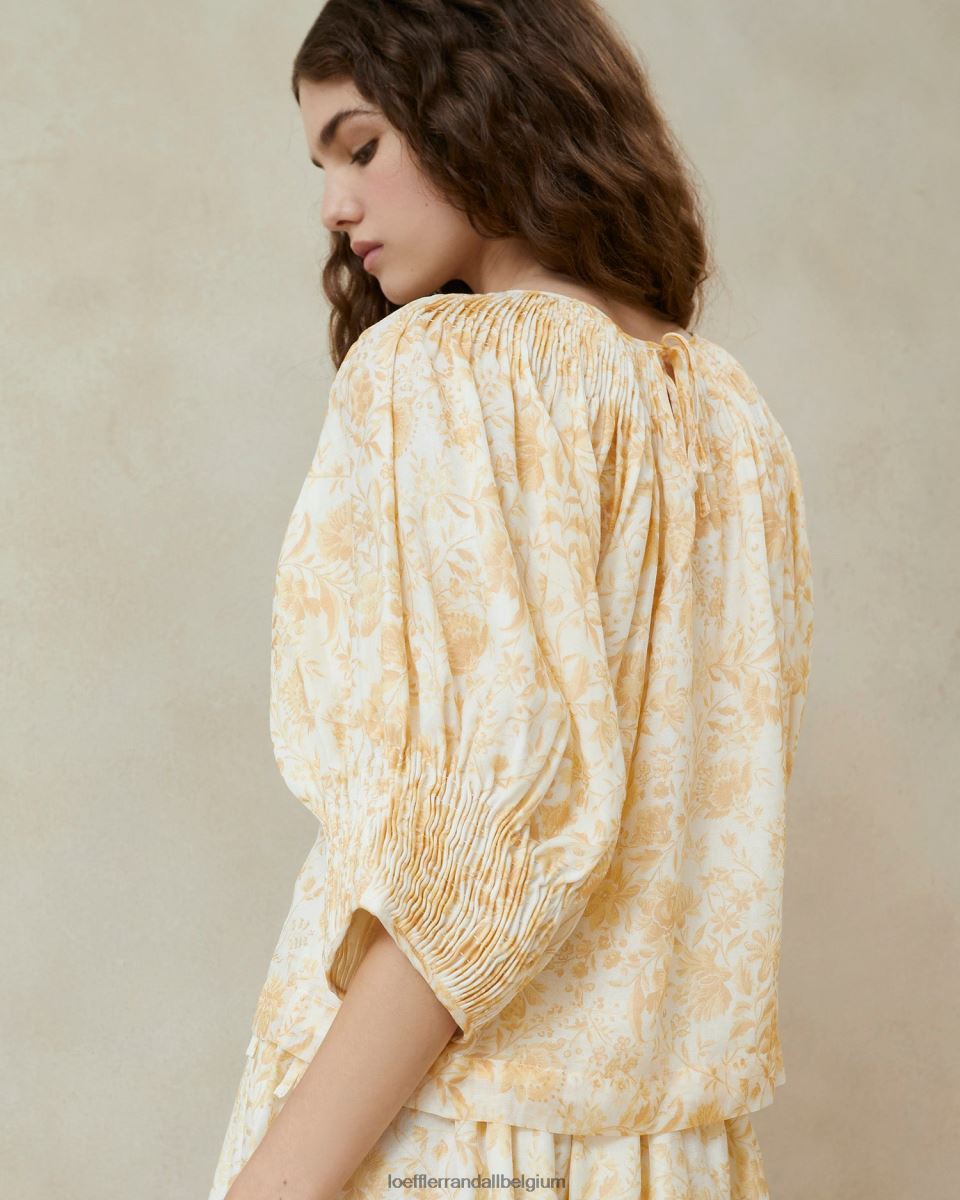 vêtements Loeffler Randall haut smocké sloane floral de vigne ton sur ton femmes 04V42L241