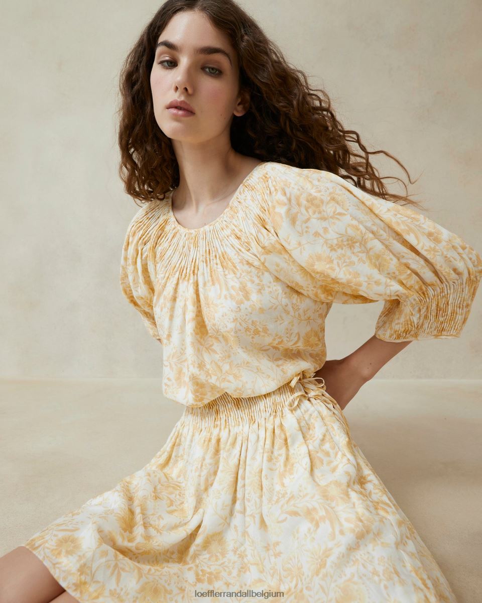 vêtements Loeffler Randall haut smocké sloane floral de vigne ton sur ton femmes 04V42L241