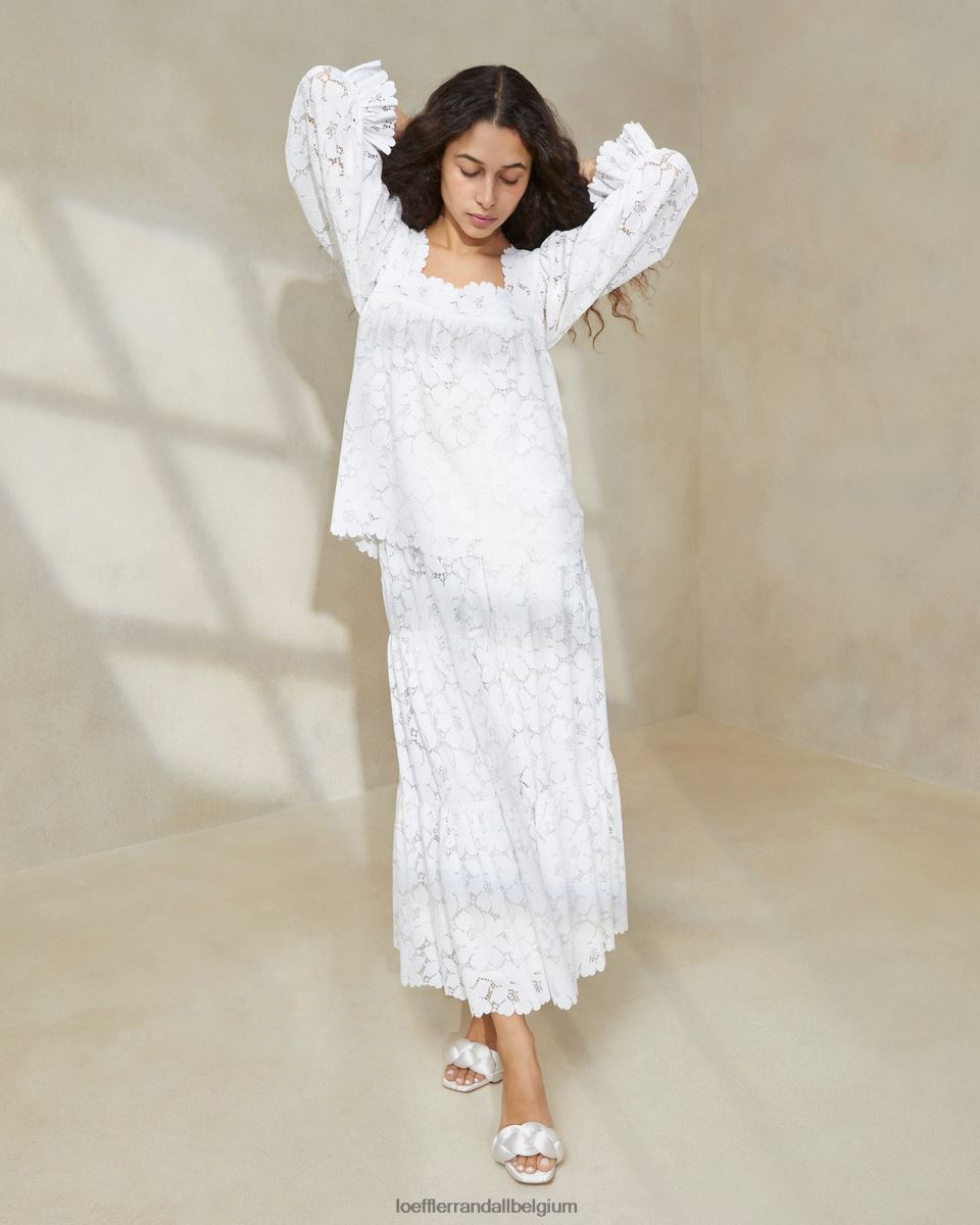 vêtements Loeffler Randall lilibet crème col carré haut Ivoire femmes 04V42L198