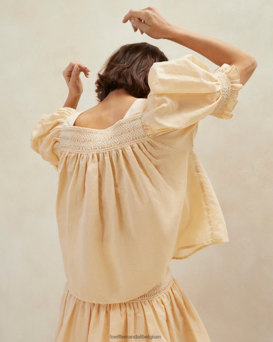 vêtements Loeffler Randall top smocké lydie sable/écru femmes 04V42L236