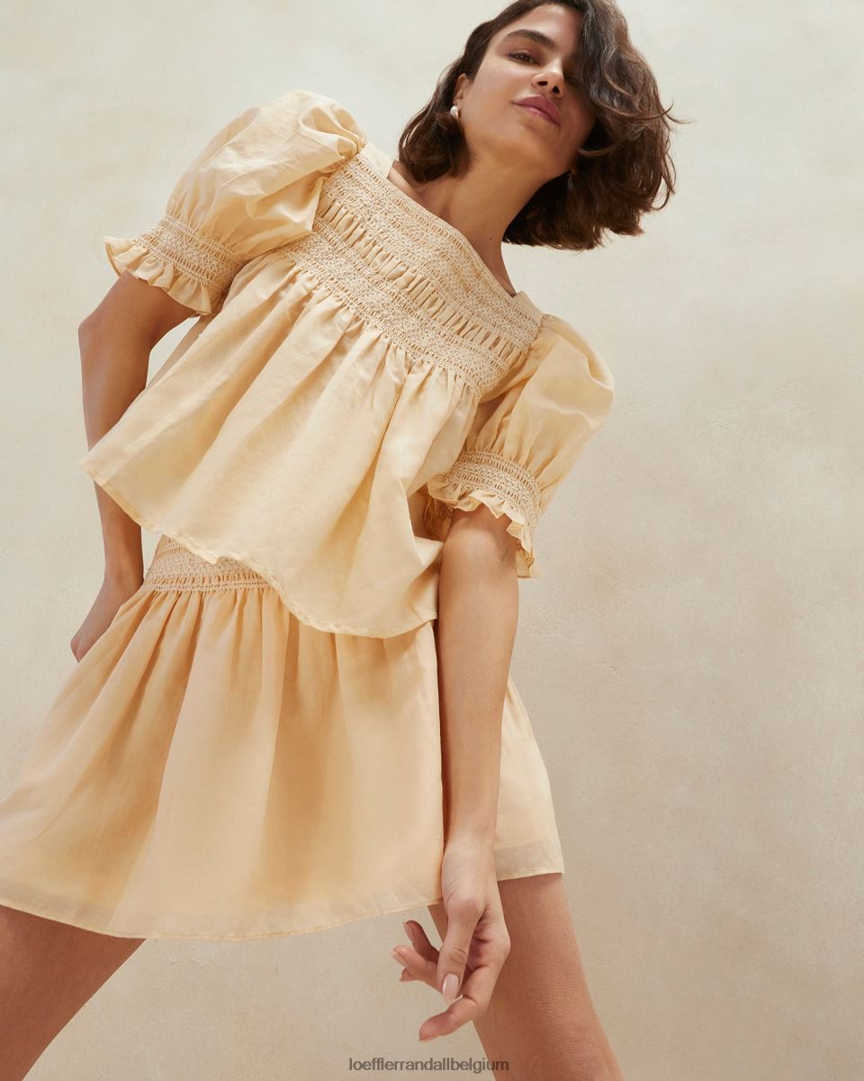 vêtements Loeffler Randall top smocké lydie sable/écru femmes 04V42L236