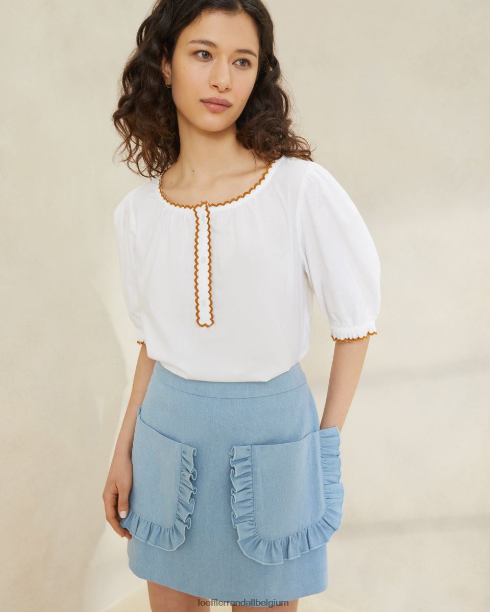 vêtements Loeffler Randall jupe eura à poches et volants jean léger femmes 04V42L229