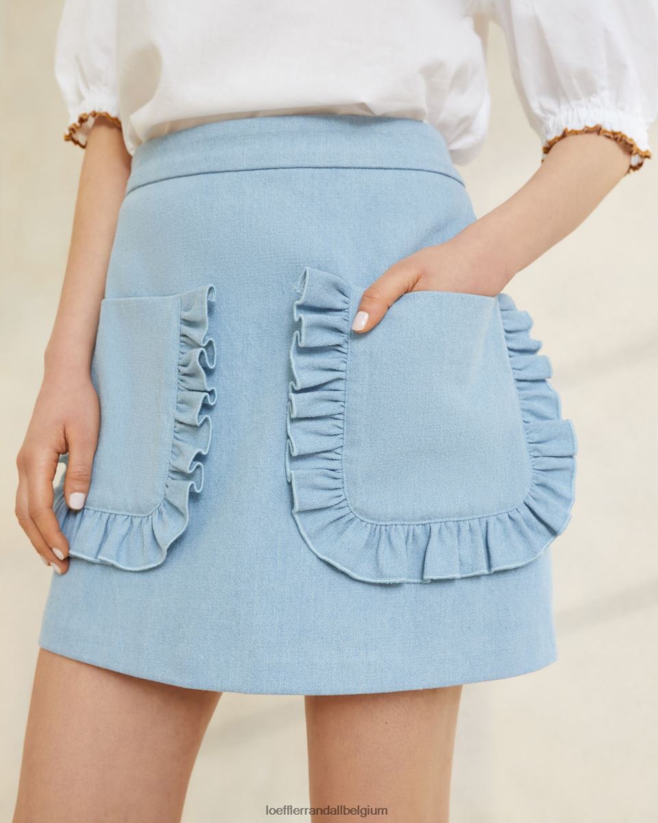 vêtements Loeffler Randall jupe eura à poches et volants jean léger femmes 04V42L229