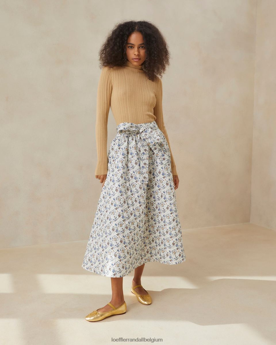 vêtements Loeffler Randall jupe matelassée Leigh crème/fleuri femmes 04V42L244