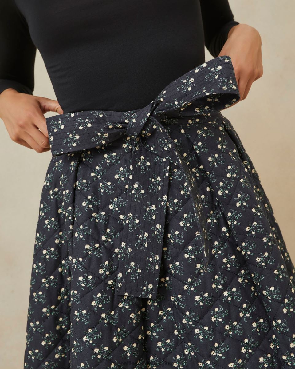 vêtements Loeffler Randall jupe matelassée Leigh petites fleurs noires femmes 04V42L237
