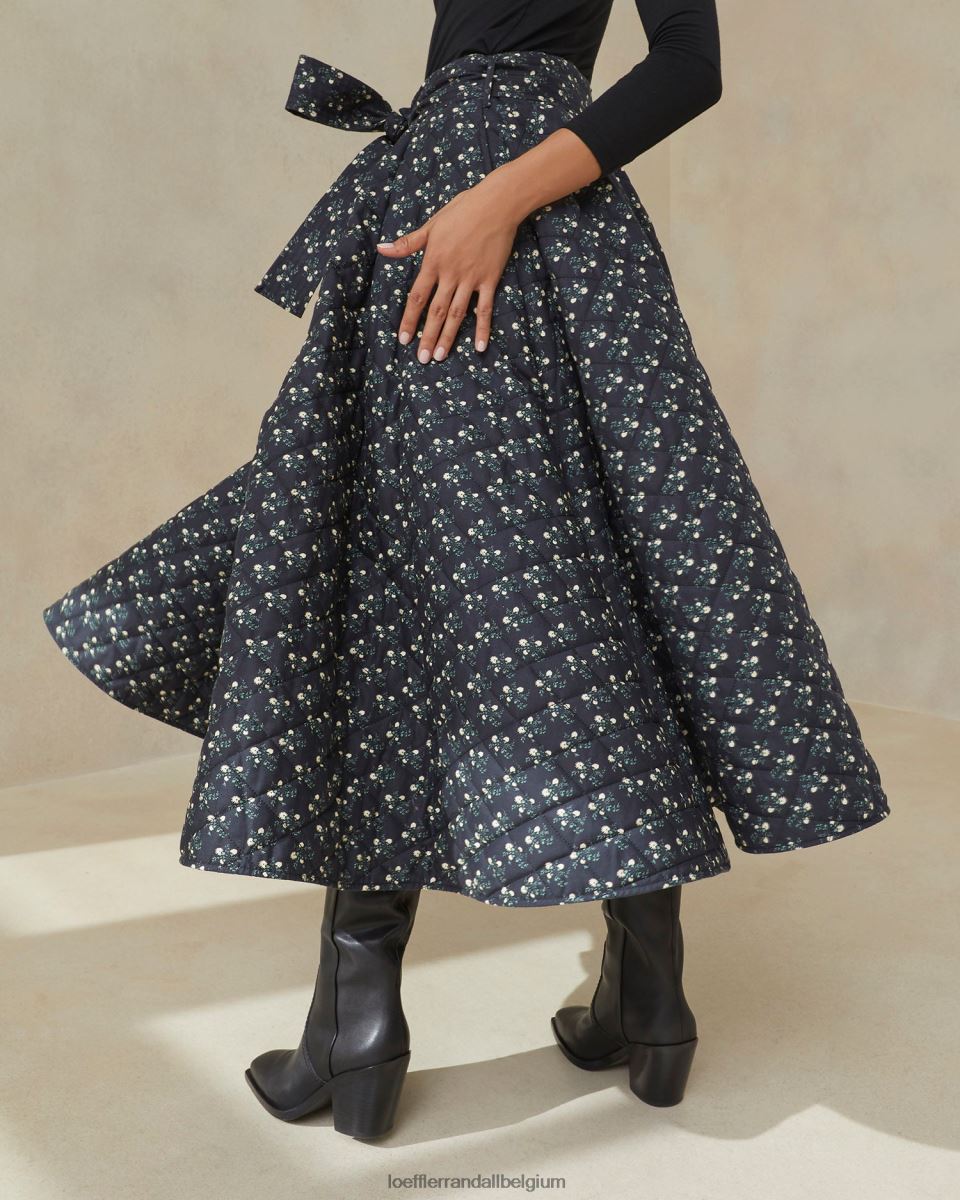 vêtements Loeffler Randall jupe matelassée Leigh petites fleurs noires femmes 04V42L237
