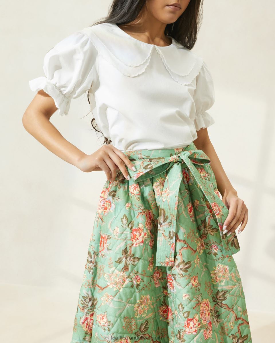vêtements Loeffler Randall jupe matelassée Leigh sauge botanique florale femmes 04V42L231