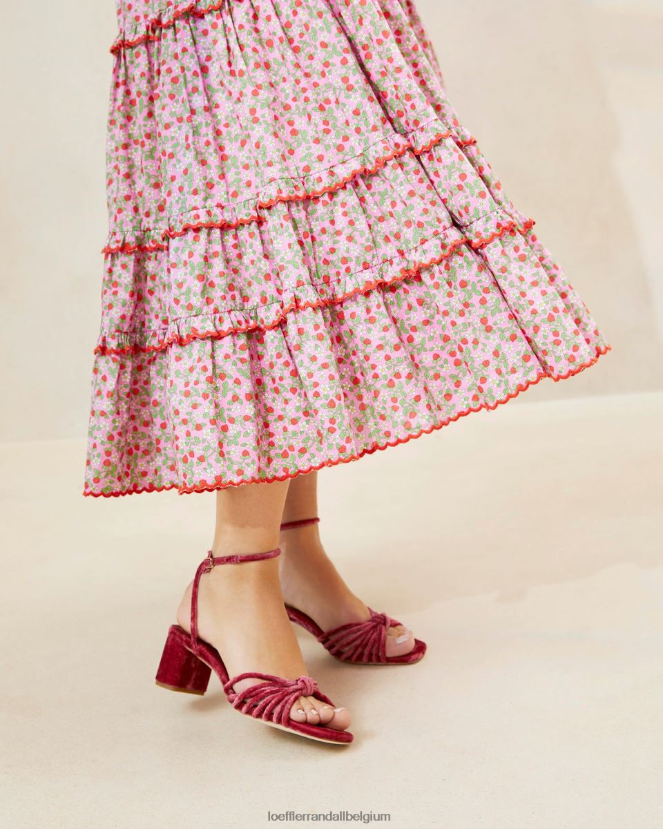 vêtements Loeffler Randall jupe midi à ourlet festonné ellie fraise imprimé fraise femmes 04V42L225
