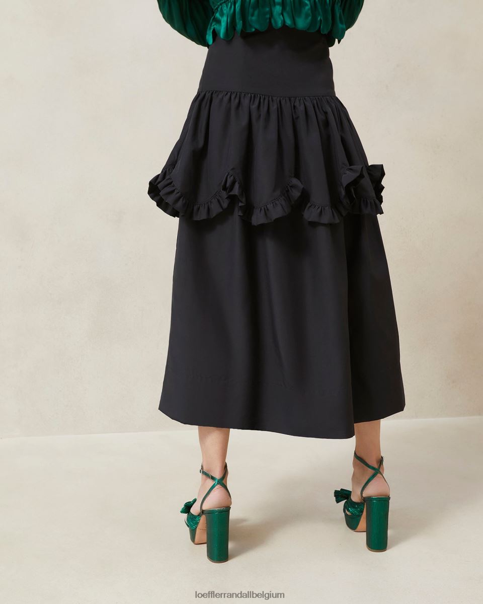 vêtements Loeffler Randall jupe milo à volants festonnés noir femmes 04V42L242