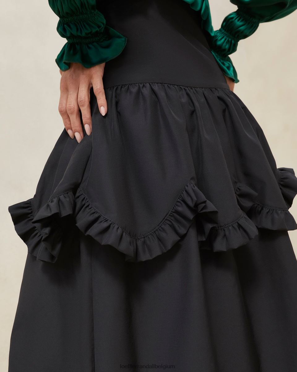 vêtements Loeffler Randall jupe milo à volants festonnés noir femmes 04V42L242
