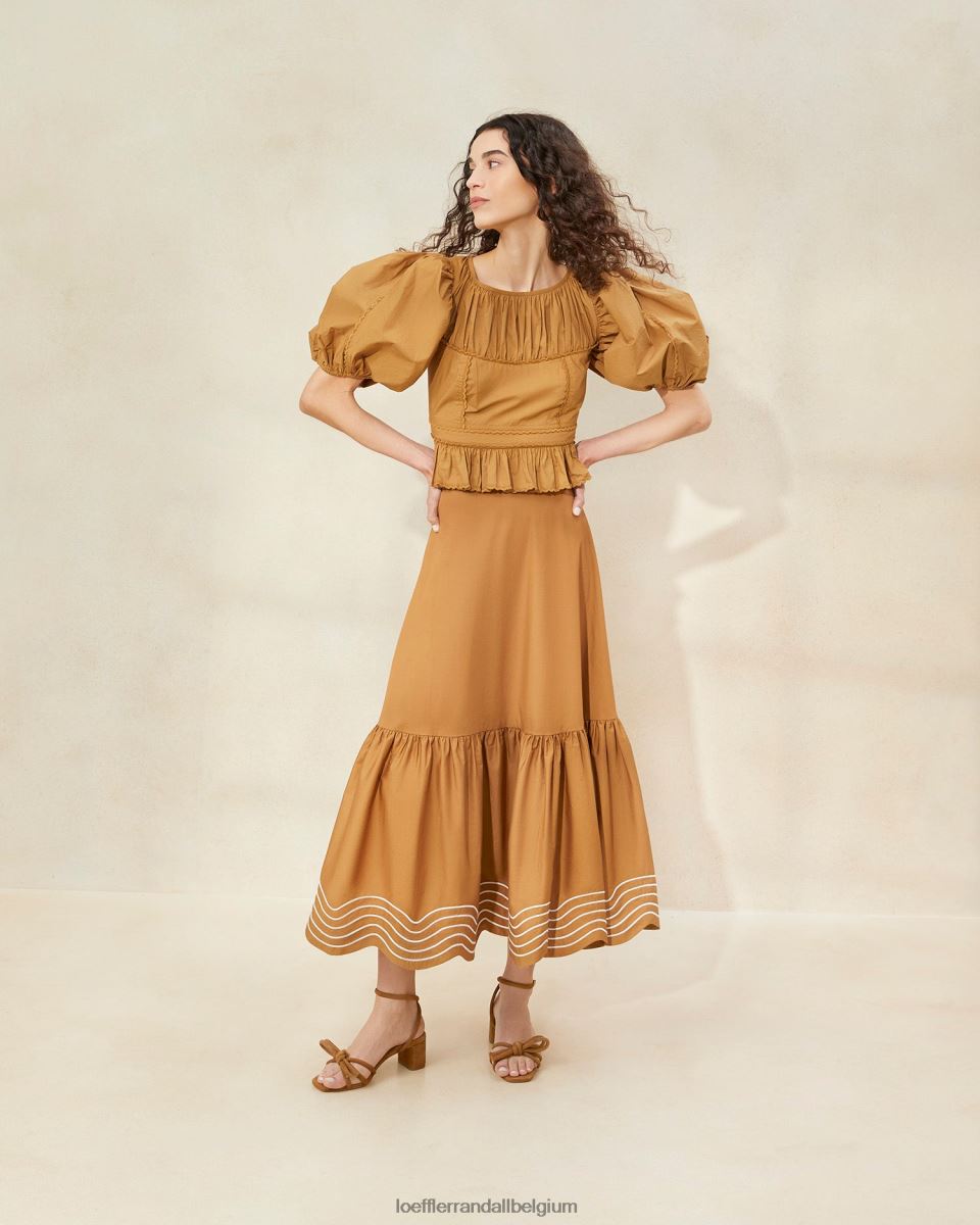 vêtements Loeffler Randall jupe opale à ourlet volanté brun femmes 04V42L228