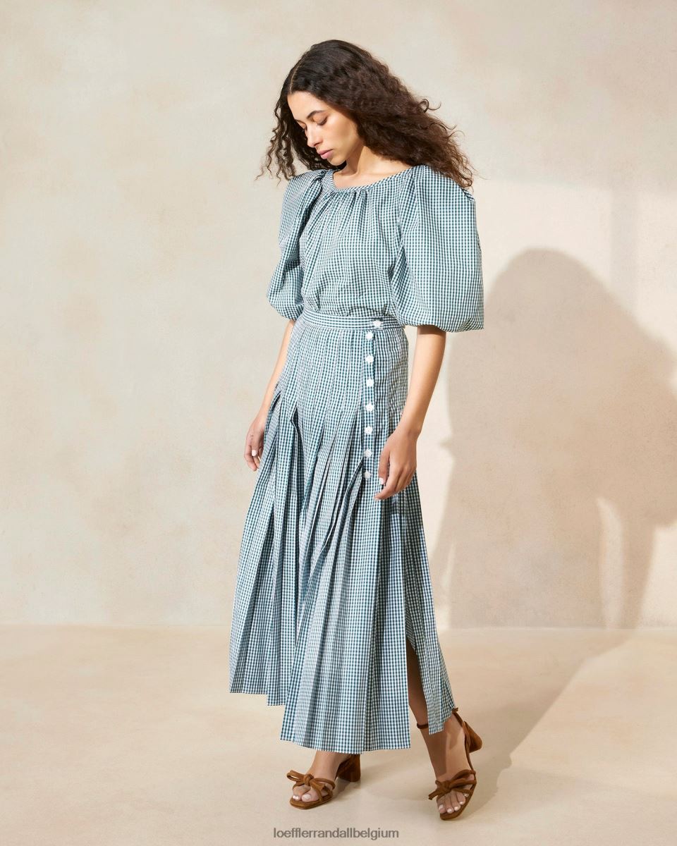 vêtements Loeffler Randall jupe plissée emlyn mini vichy vert femmes 04V42L223