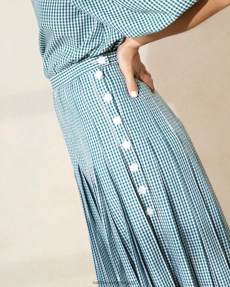 vêtements Loeffler Randall jupe plissée emlyn mini vichy vert femmes 04V42L223