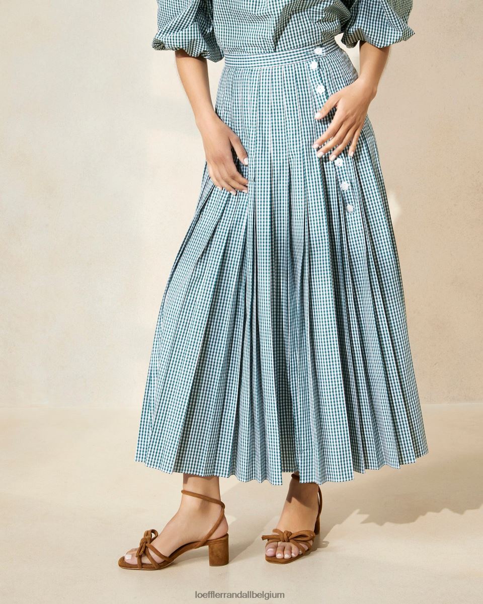 vêtements Loeffler Randall jupe plissée emlyn mini vichy vert femmes 04V42L223