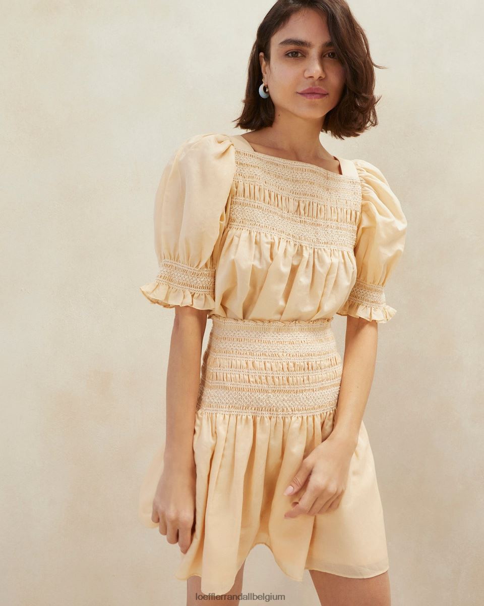 vêtements Loeffler Randall jupe smockée gilles sable/écru femmes 04V42L238