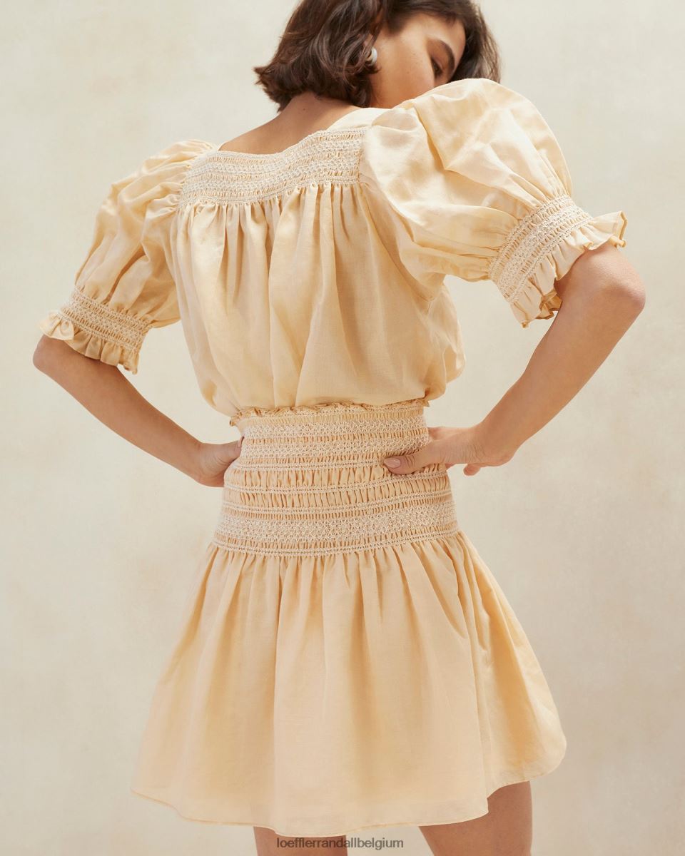 vêtements Loeffler Randall jupe smockée gilles sable/écru femmes 04V42L238