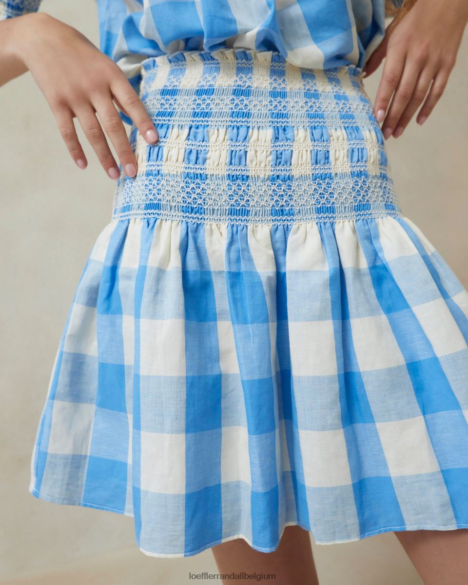 vêtements Loeffler Randall jupe smockée gilles vichy bleu femmes 04V42L220