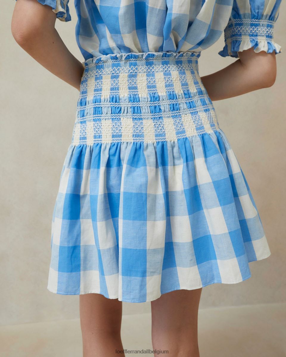 vêtements Loeffler Randall jupe smockée gilles vichy bleu femmes 04V42L220