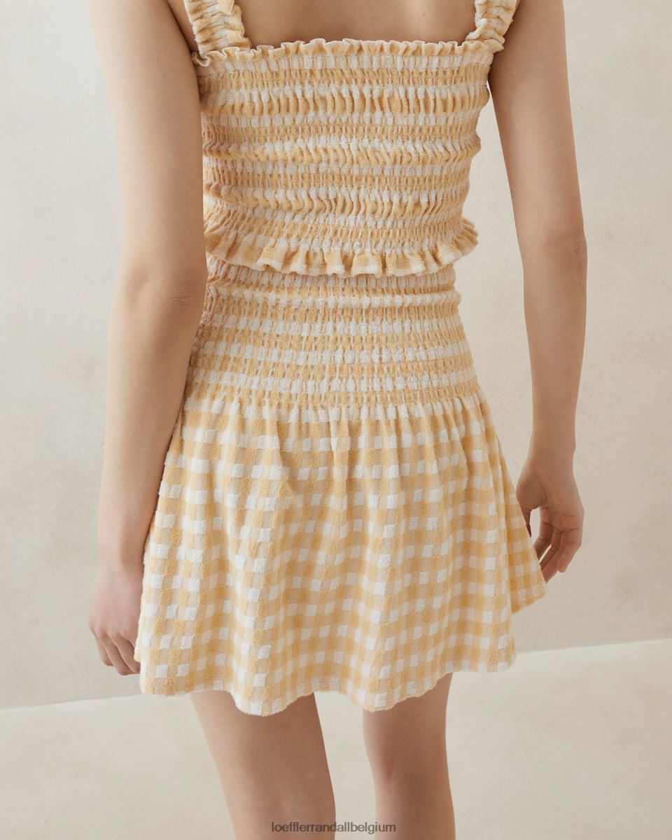 vêtements Loeffler Randall jupe smockée sienne vichy beige femmes 04V42L253
