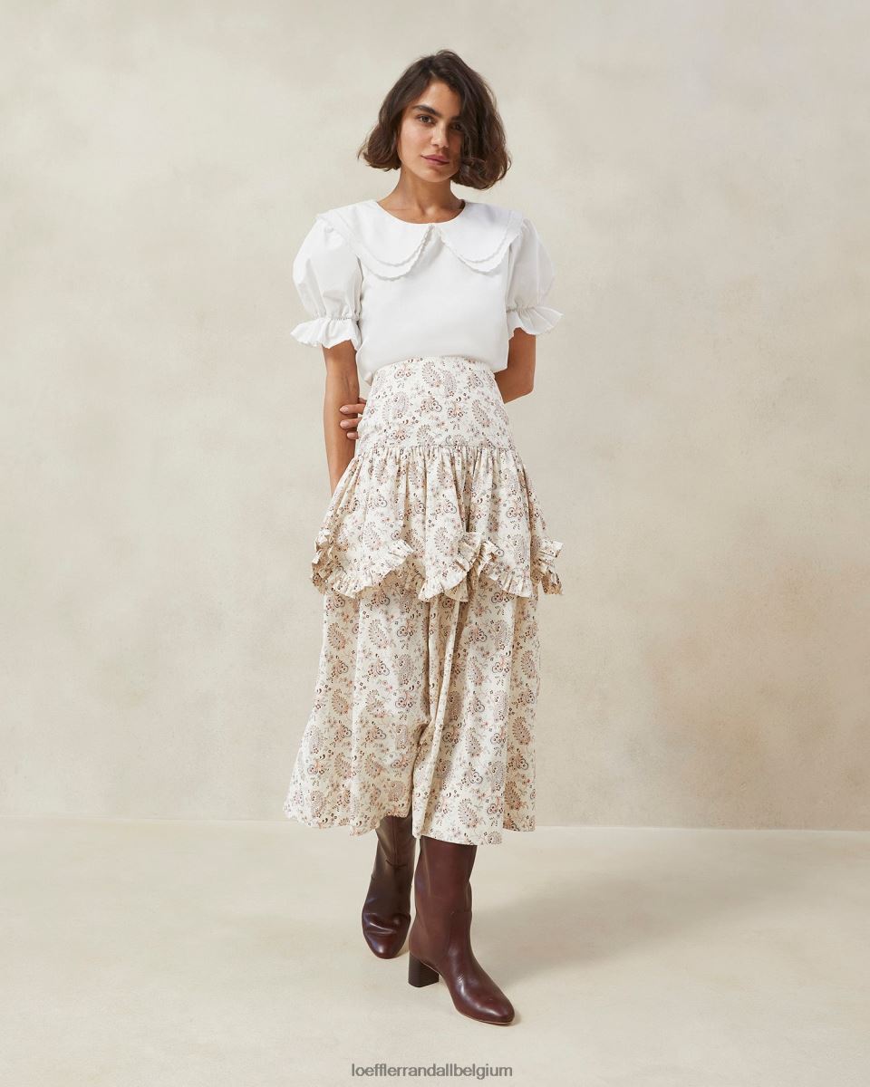 vêtements Loeffler Randall milo - jupe festonnée à volants et motif cachemire crème florale à motif cachemire femmes 04V42L240