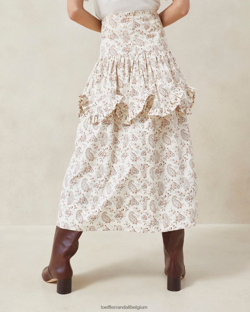 vêtements Loeffler Randall milo - jupe festonnée à volants et motif cachemire crème florale à motif cachemire femmes 04V42L240
