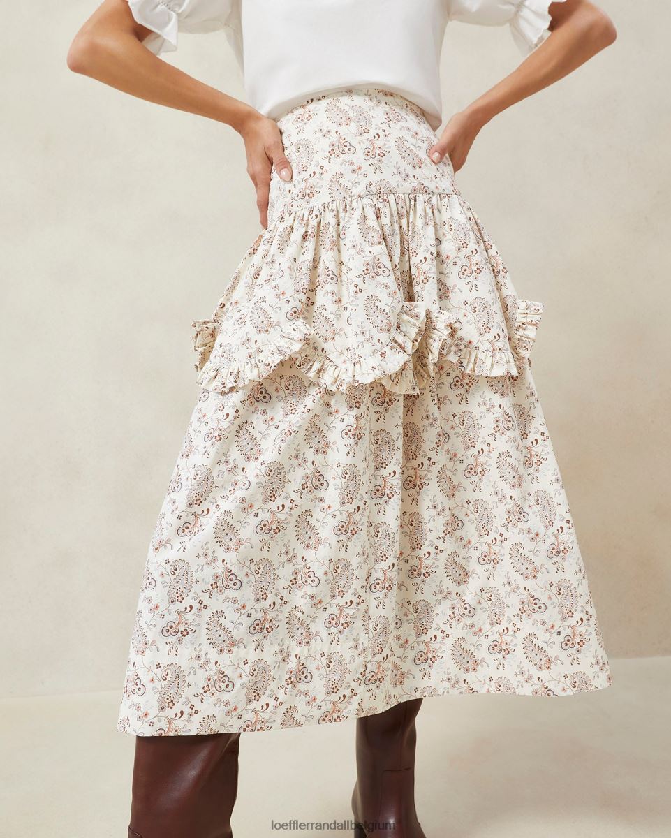 vêtements Loeffler Randall milo - jupe festonnée à volants et motif cachemire crème florale à motif cachemire femmes 04V42L240